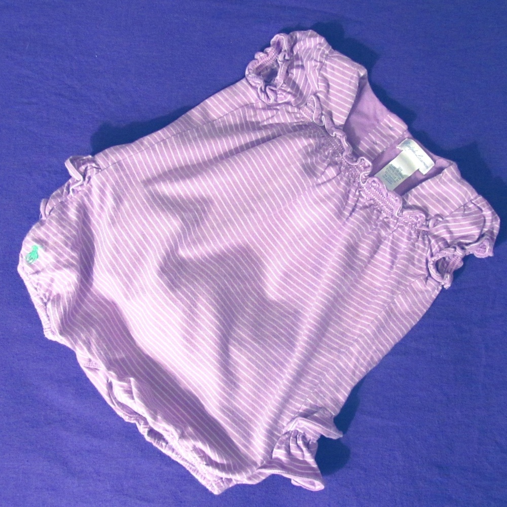 Ralph Lauren Purple White Striped Onesie Romper 9M